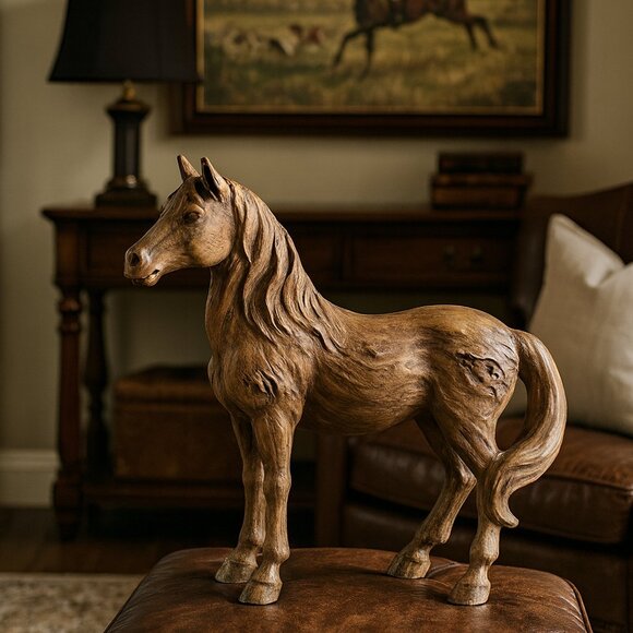 Other - NWOT Vintage Rustic Carved Horse Figurine Stallion Faux Wood